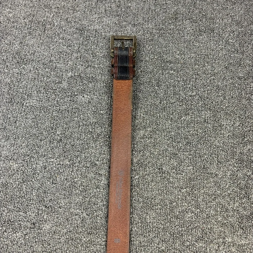 Allen Edmonds Leather Belt Mens 38 Brown Black Two Tone Casual USA Brass Buckle